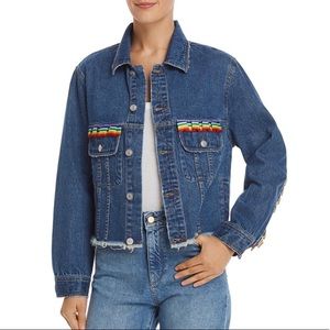 NWT Sunset & Spring Cropped Raw Hem Denim Jacket
